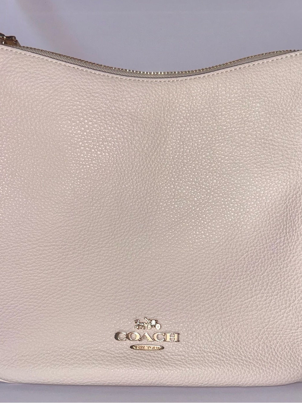 NWT Coach Ellie File Bag Pebbled Leather Crossbody Chalk Gold Hardware CU960